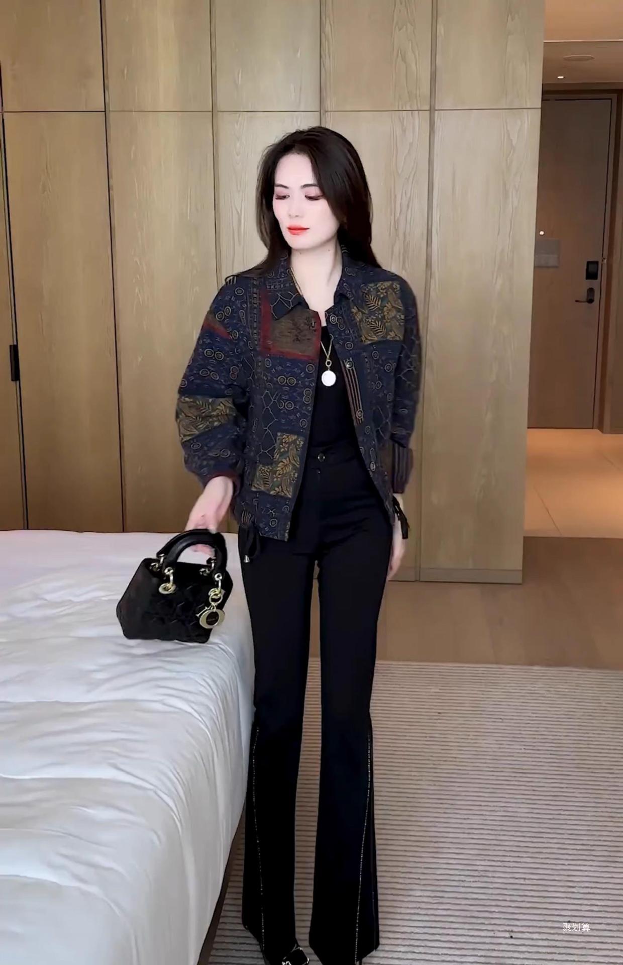 时尚休闲短外套女士春秋新款百搭长袖衬衫宽松时髦中老年开衫上衣详情8