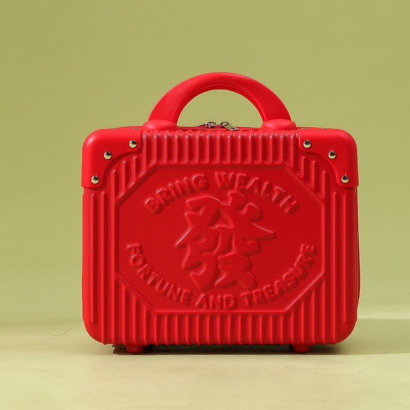 复古迷你手提箱子化妆箱14寸行李箱红色16寸伴手礼密码旅行箱包厂详情1