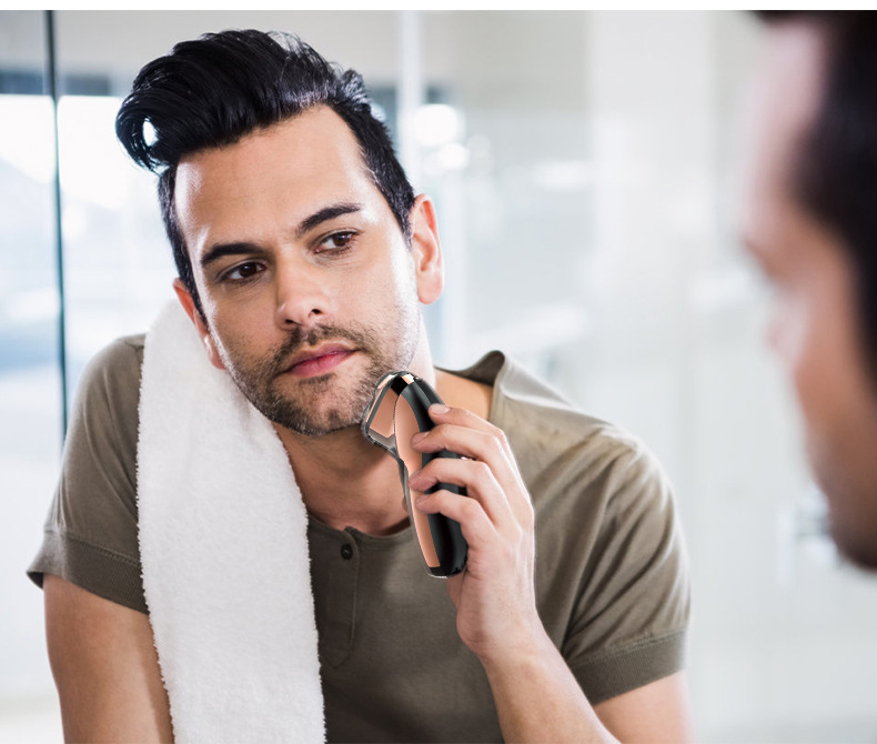 HATTEKER Cross-border water-washing razor, Home smart digital display beard knife, Electric rotary razor, men pic 7