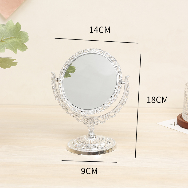New round makeup mirror in stock, European-style small double-sided dressing mirror, retro detachable and rotatable makeup mirror pic 4