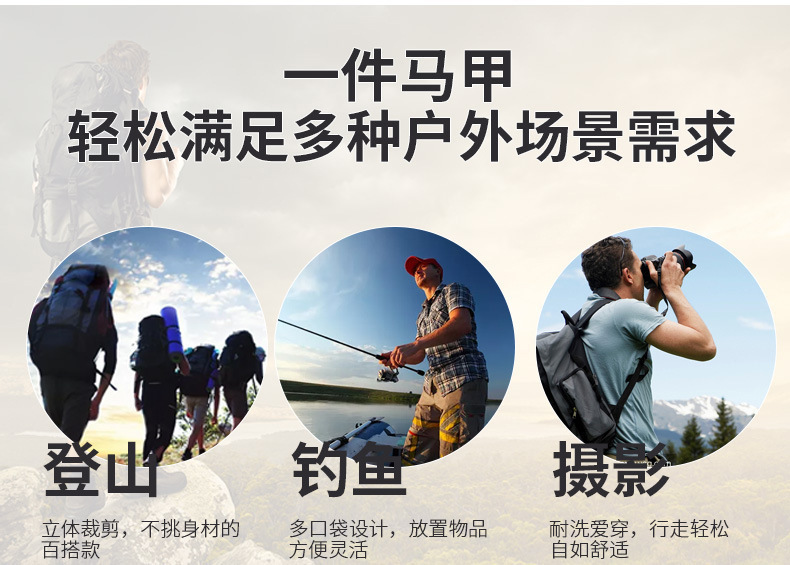 工装跨境透气坎肩马甲定制男士摄影多口袋钓鱼安全反光背心印logo详情3