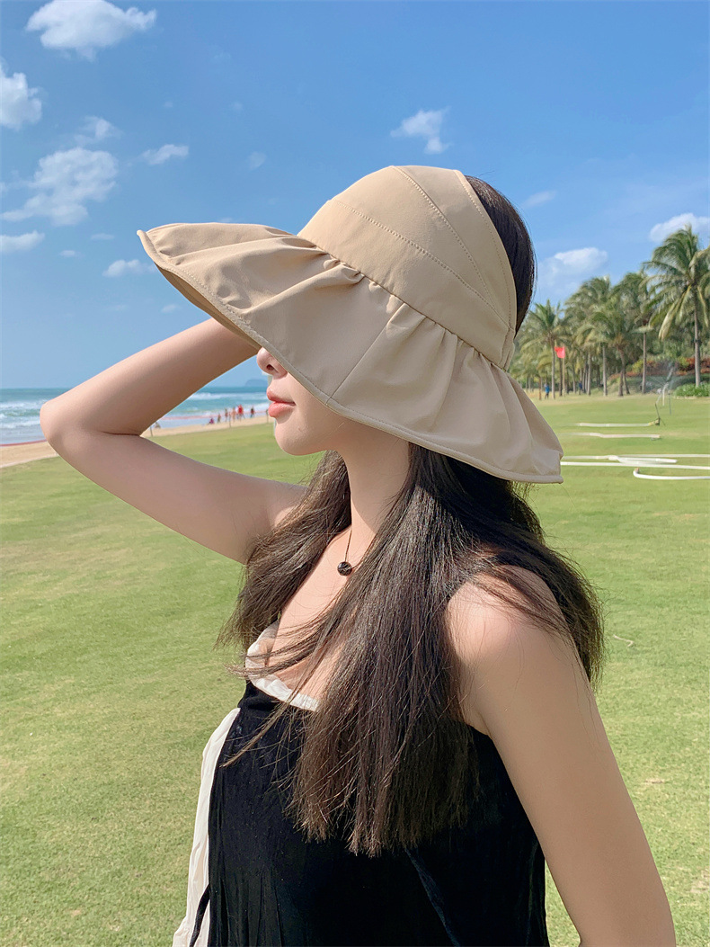 遮阳帽子女士夏季大沿防晒空顶帽户外可折叠运动防紫外线渔夫帽潮详情15