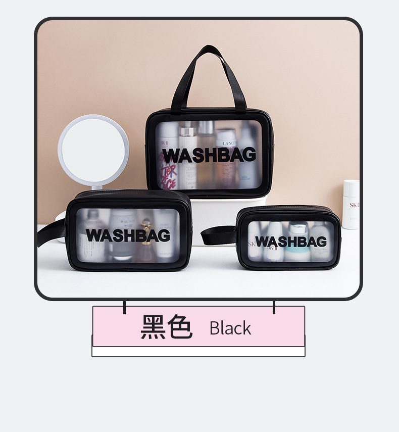 PU matte waterproof cosmetic bag, portable bath storage bag, large-capacity swimming bag, transparent cosmetics toiletries bag pic 24