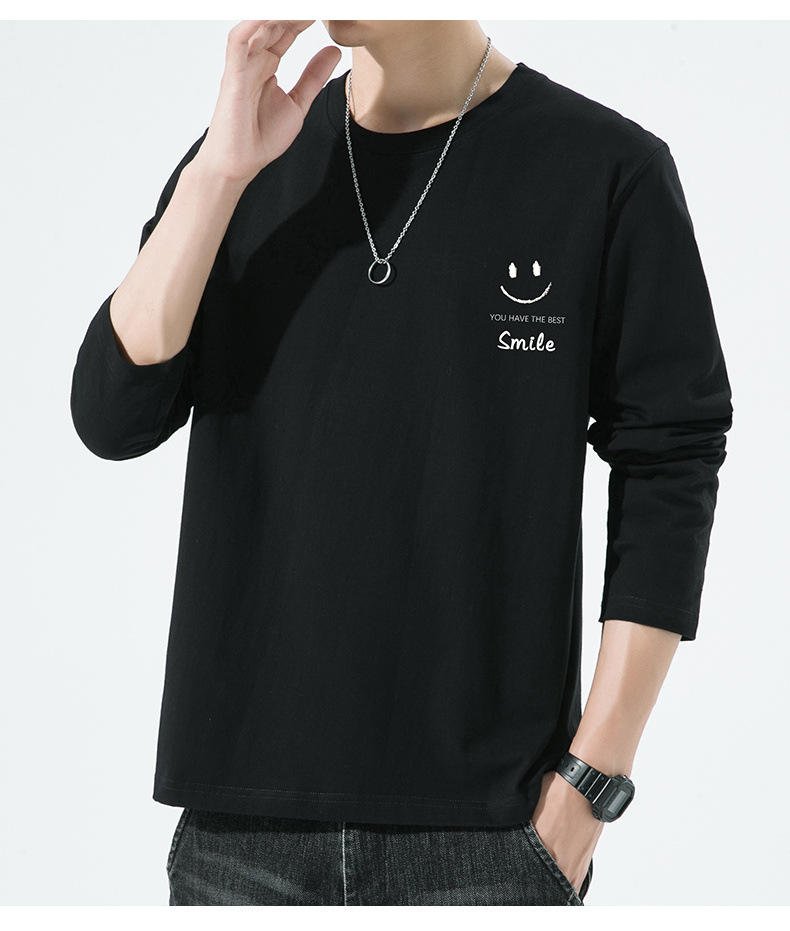 棉质长袖t恤男春秋宽松舒适内搭打底衫青年简约百搭品质上衣男装详情15