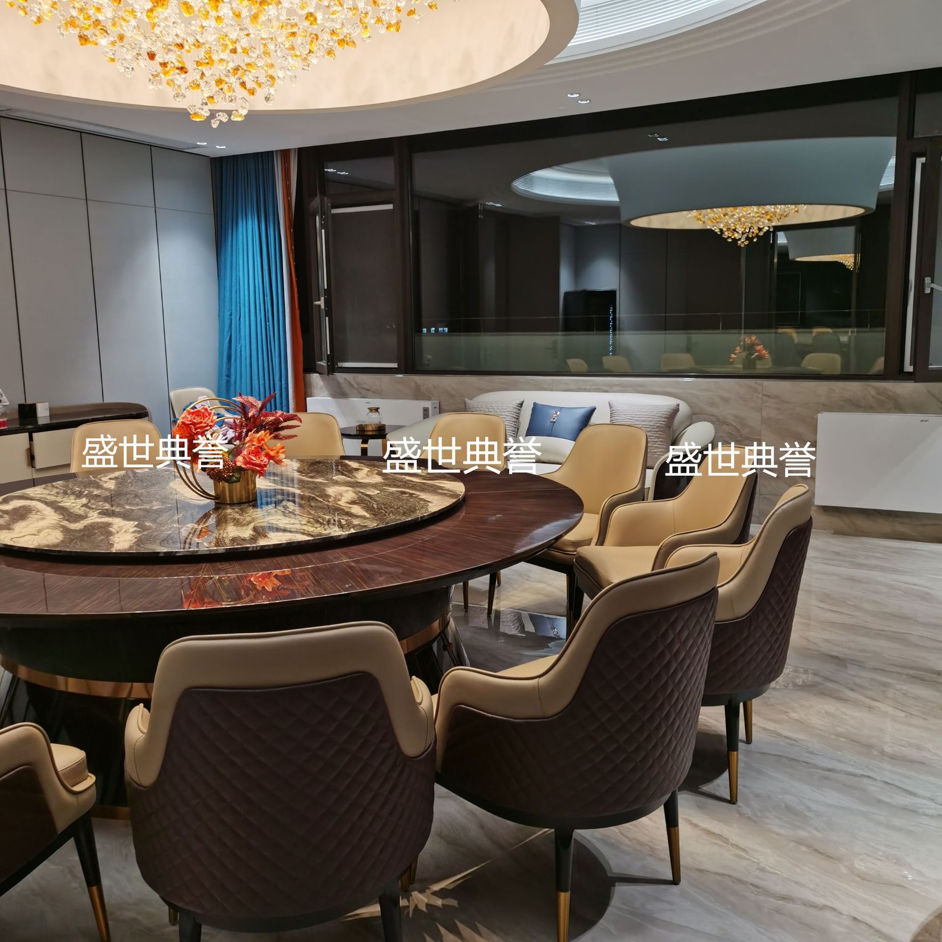 Nantong International Hotel Solid Wood Dining Chairs Company Business Reception Electric dining tables and chairs High-end club light Luxury Bentley chairs pic 2