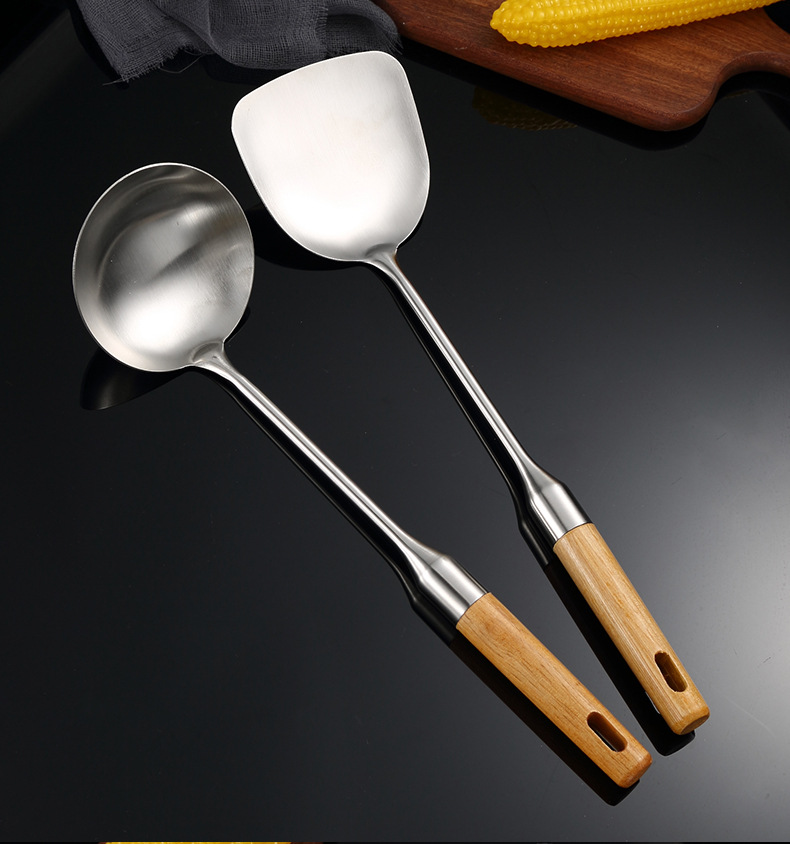 Stainless steel soup spoons, spatulas, kitchenware sets, complete kitchen cooking spatulas wholesale, household kitchenware and cooking utensils pic 12