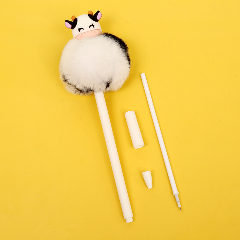 Zhongfan zf2278 Cow Press Gel Pen, Office Stationery, fluffy Ballpoint pen, student exam Cow Gel Pen pic 10