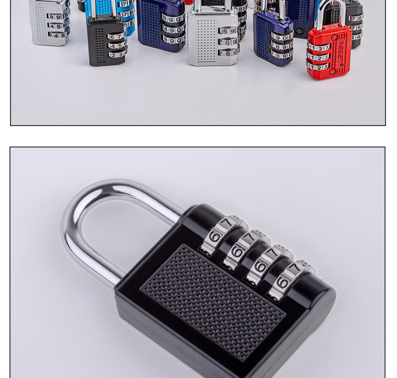 Jiajiang padlock key password padlock Cabinet Luggage opening padlock 4-digit password anti-theft lock Gym small lock pic 14