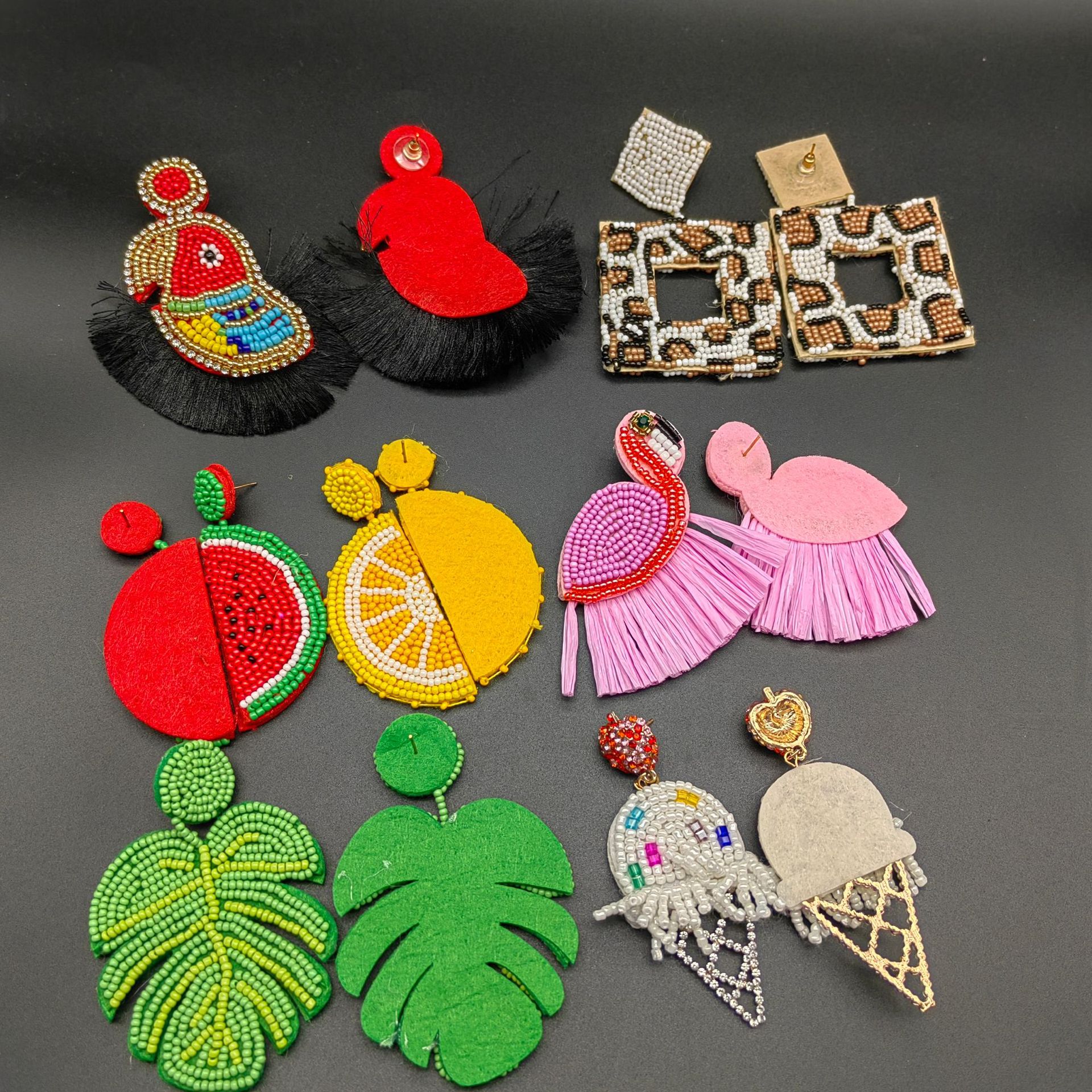 外贸跨境重工耳饰韩国高级感手工串珠耳圈耳环耳钉女气质饰品配件详情2