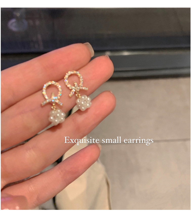 Pearl Stud earrings 2021 New style trendy Japanese and Korean style earrings and earrings for women, high-end zircon texture simple and small earrings pic 4
