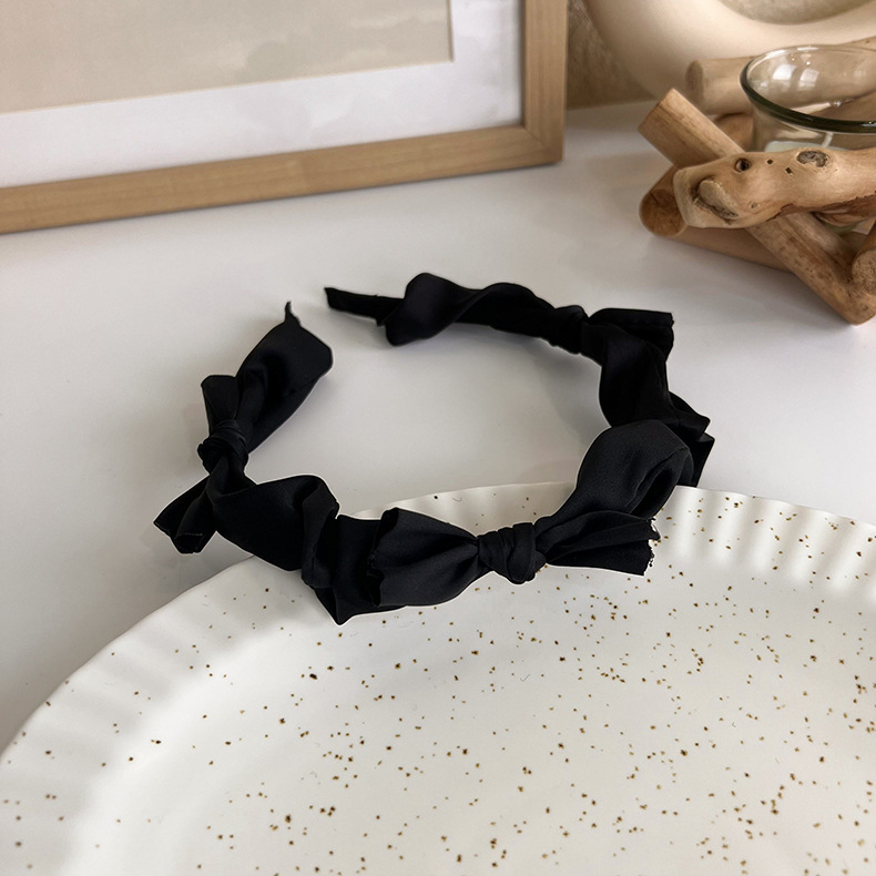 French elegant black hairband, sweet pearl braided hairpin, knitted height-increasing headband, wide-edge hairpin for women pic 39