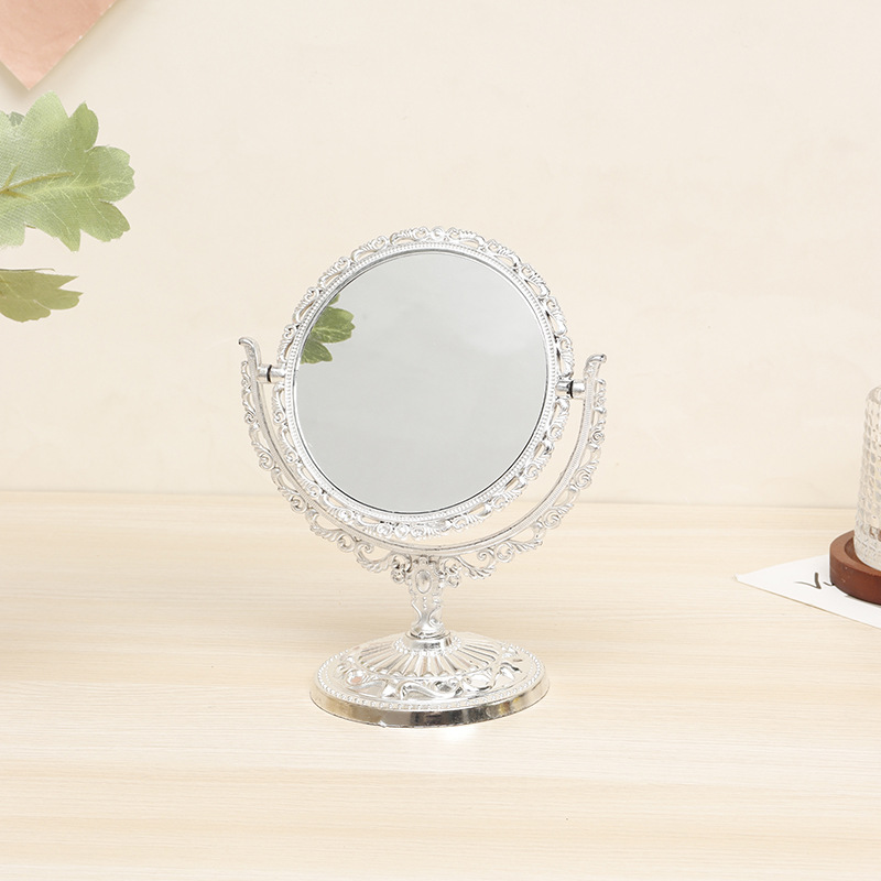 New round makeup mirror in stock, European-style small double-sided dressing mirror, retro detachable and rotatable makeup mirror pic 3