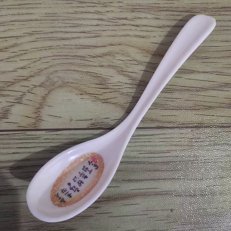 205 Auspicious spoon for Eating, long-handled melamine spoon with hook, resin spoon, plastic spoon, imitation porcelain spoon, restaurant tableware pic 14