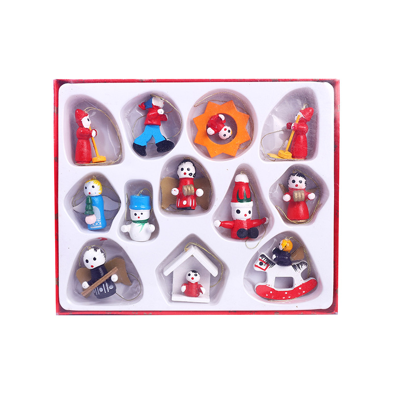 新品圣诞树木制挂饰套装 圣诞节实木挂件木偶套装 圣诞节装饰品详情6