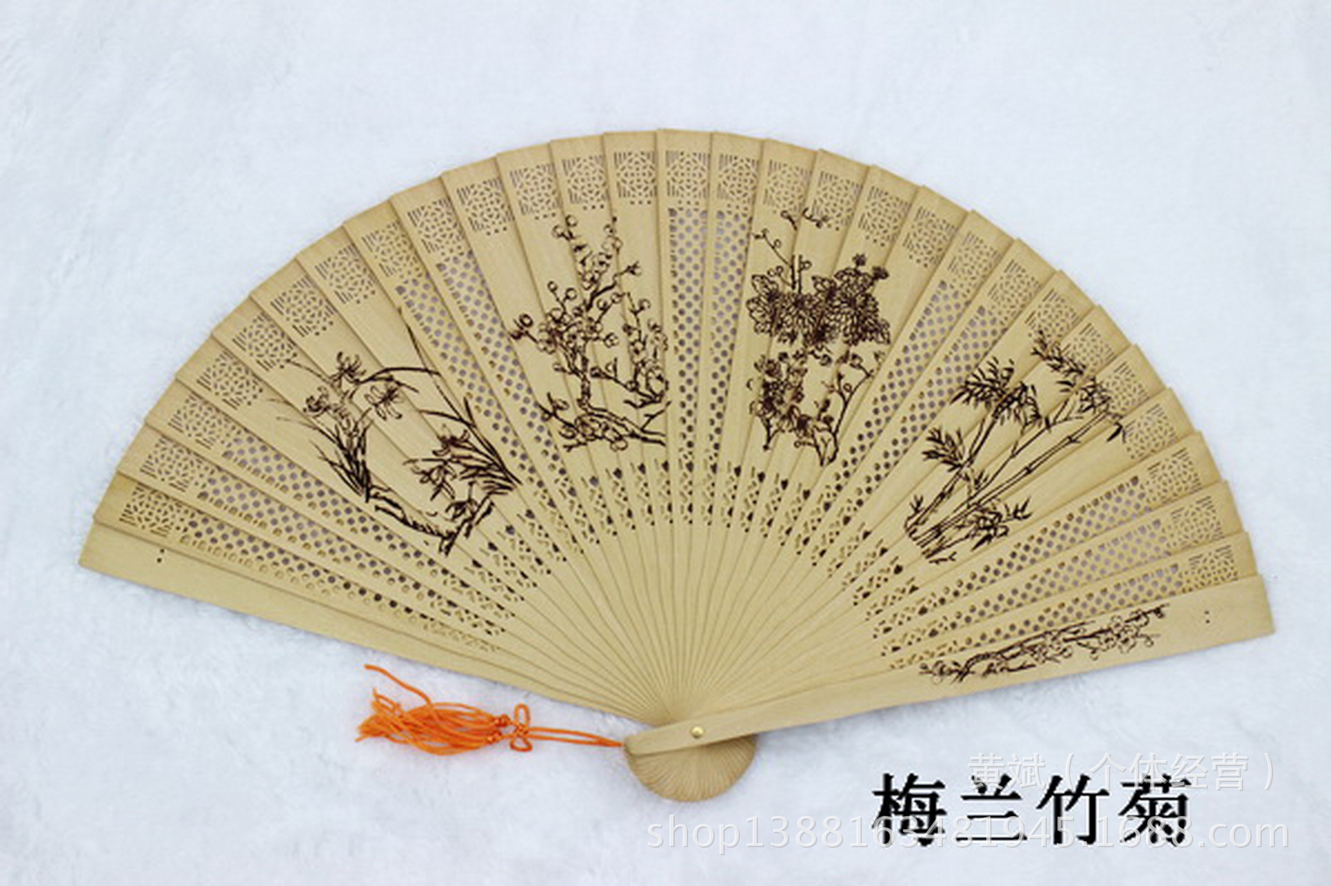 11只彩鹤扇子批发礼品扇禾木扇仿檀香扇带香镂空印花带扇盒详情29