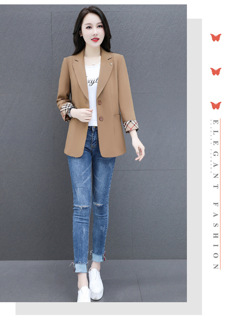 秋季薄款小西装外套女2022年新款春秋女式韩版修身气质短款上衣服详情11