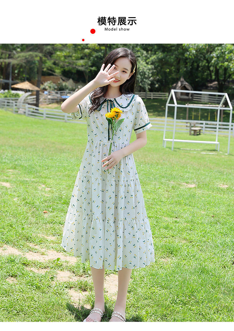 女童娃娃领连衣裙夏季新款12女孩13裙子15岁中大童学生宽松连衣裙详情5