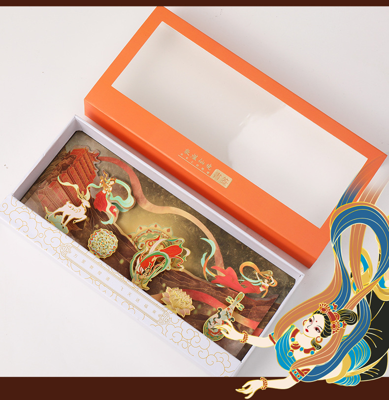 敦煌仙境场景国潮文创礼物金属古风书签礼盒装学生商务礼品送老师详情10