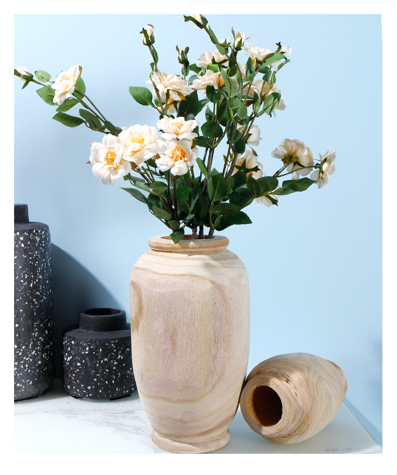 Factory consignment delivery of solid wood vases, modern and simple ins home vase ornaments, fresh flowers, Nordic style decorative vases pic 13