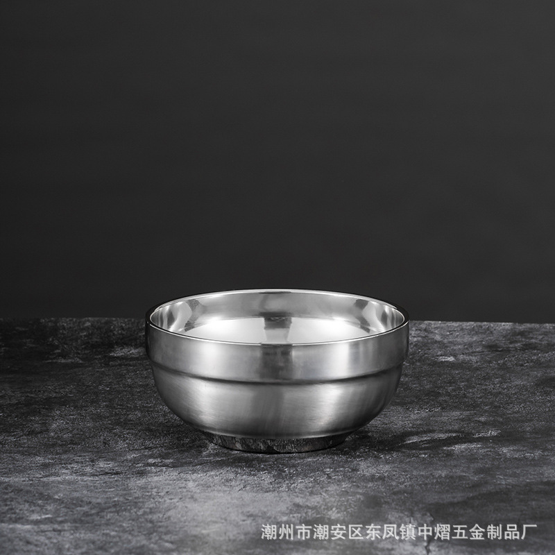 加厚不锈钢碗304食品级双层防烫铂金汤碗成人儿童饭店食堂饭碗详情9