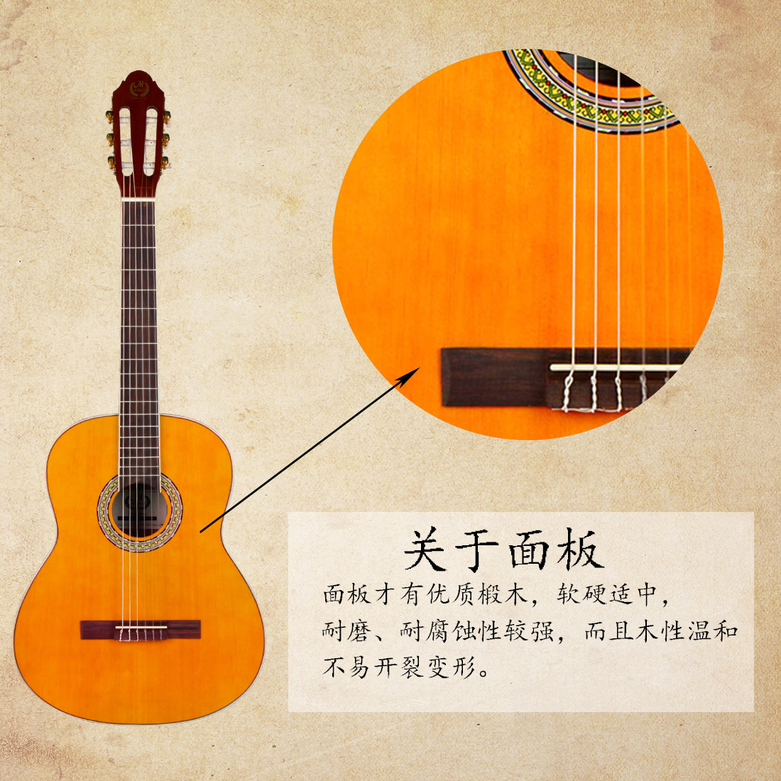 Wholesale 39-inch classical guitars, spruce Sapele classical acoustic guitars, adult performance grade guitar instruments pic 6