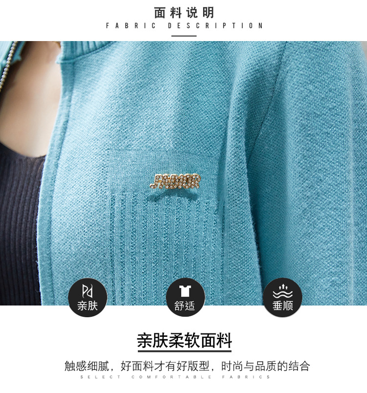 春秋装新款复古文艺加厚拉链长袖针织开衫韩版女装时尚羊毛衫外套详情6