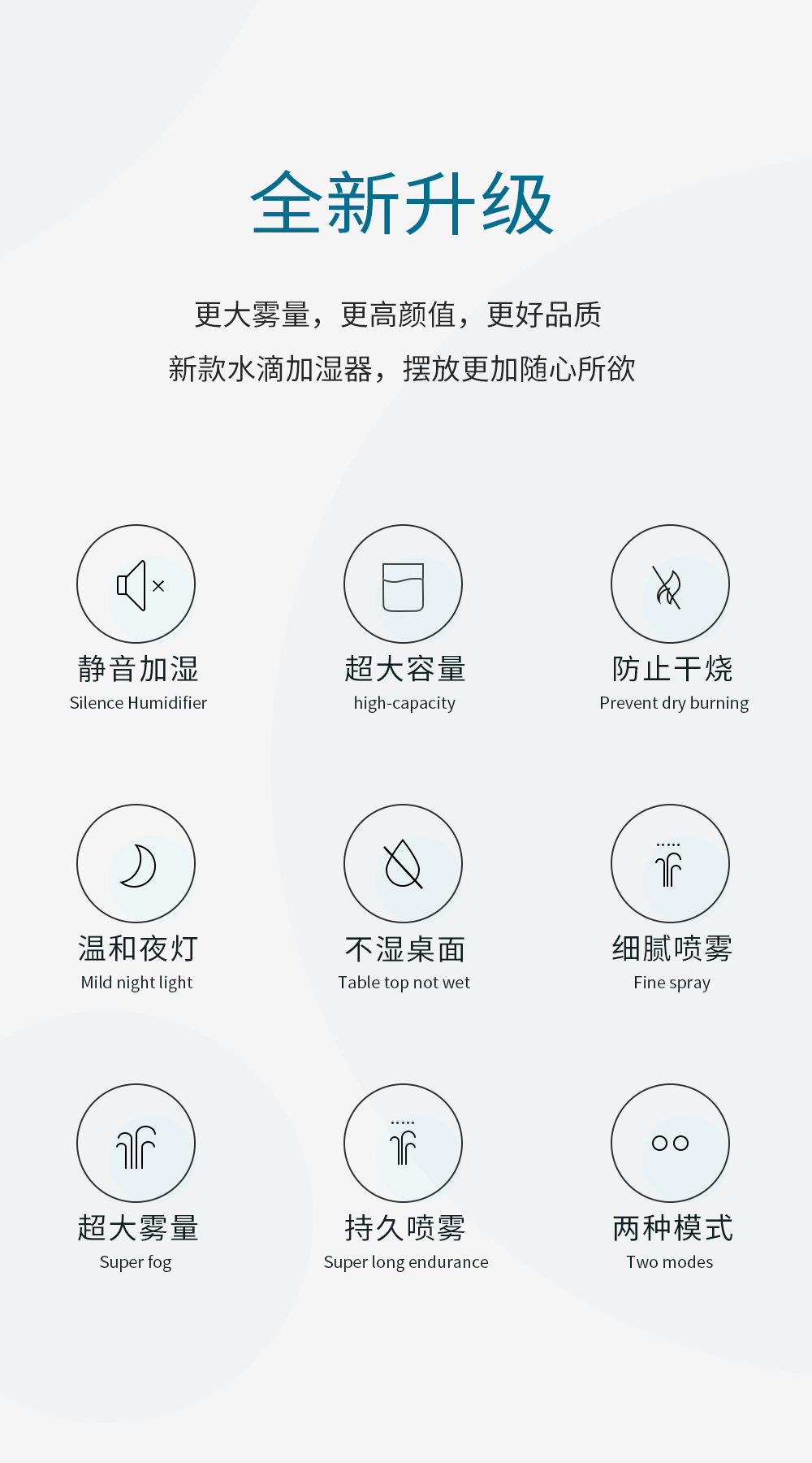 New colorful water drop humidifier USB spray night light silent home mini aromatherapy air humidifier gift pic 45