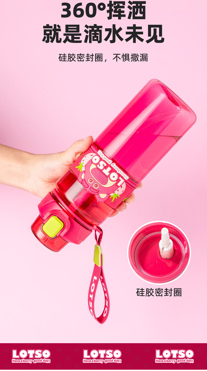 草莓熊儿童水杯学生运动塑料双饮杯高颜值大容量Tritan水壶批发详情10