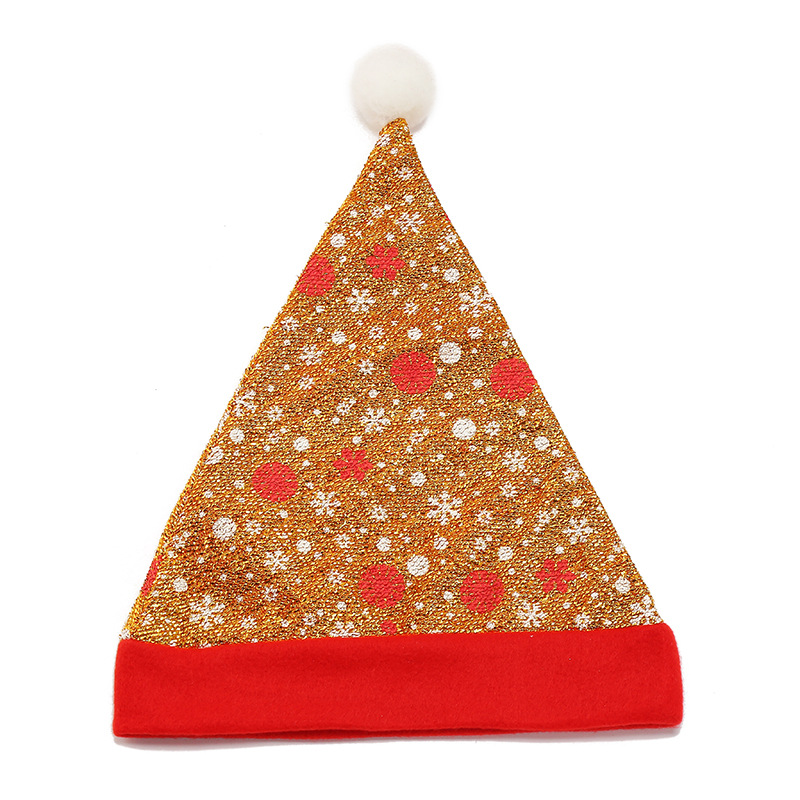 跨境圣诞节装饰圣诞帽涤纶无纺布雪花毛球帽子节日气氛小礼品批发详情6