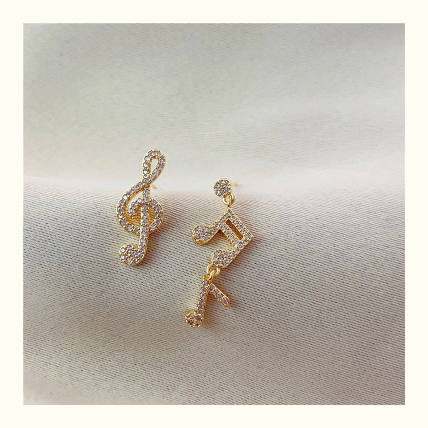 法式小众个性耳环女S925银针不对称音符耳钉耳坠浪漫温柔气质耳饰详情9