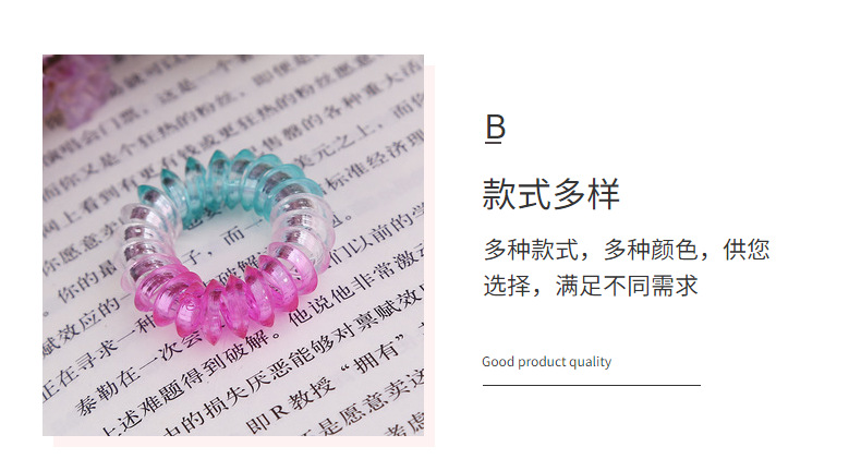 新款果冻三色电话线发圈创意弹力儿童头饰发箍头绳饰品批发外贸详情13