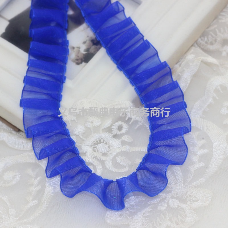 2.5cm服装辅料多色雪纱带百褶皱蕾丝花边带diy童装手工花边辅料详情12