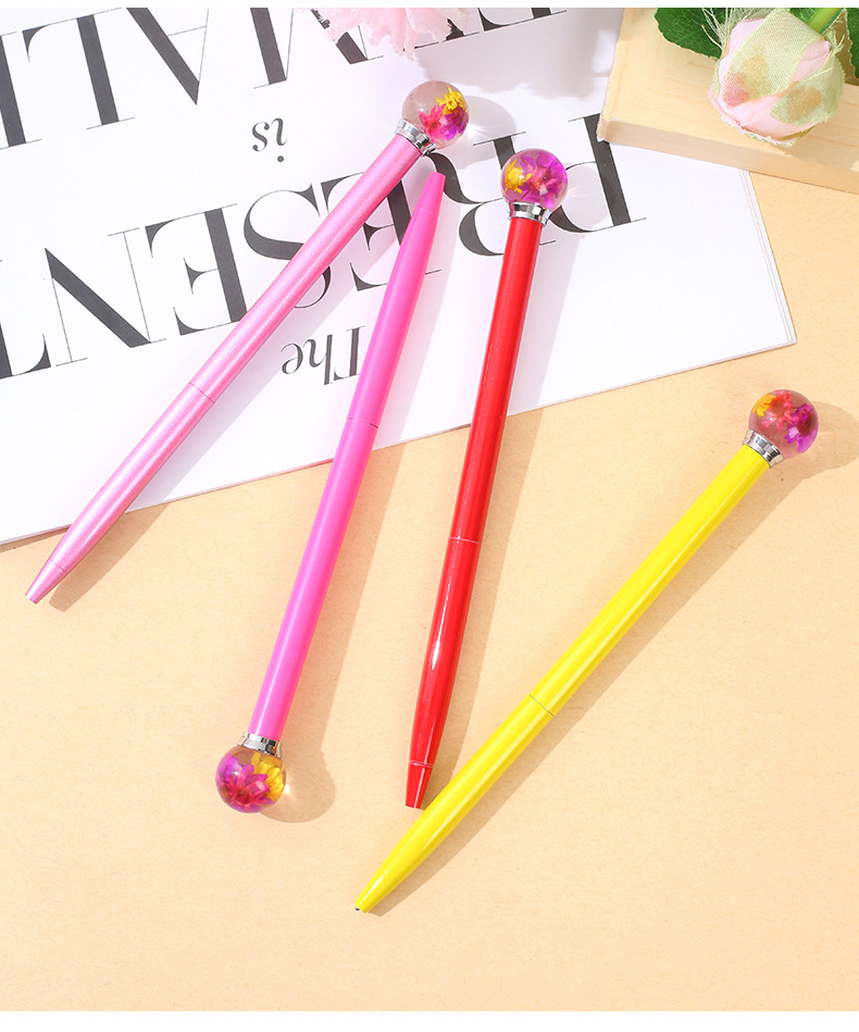 The manufacturer produces Gaoshi dry flower ball metal ballpoint pens, rotating metal pens, advertising gift pens, glass ball ballpoint pens pic 12