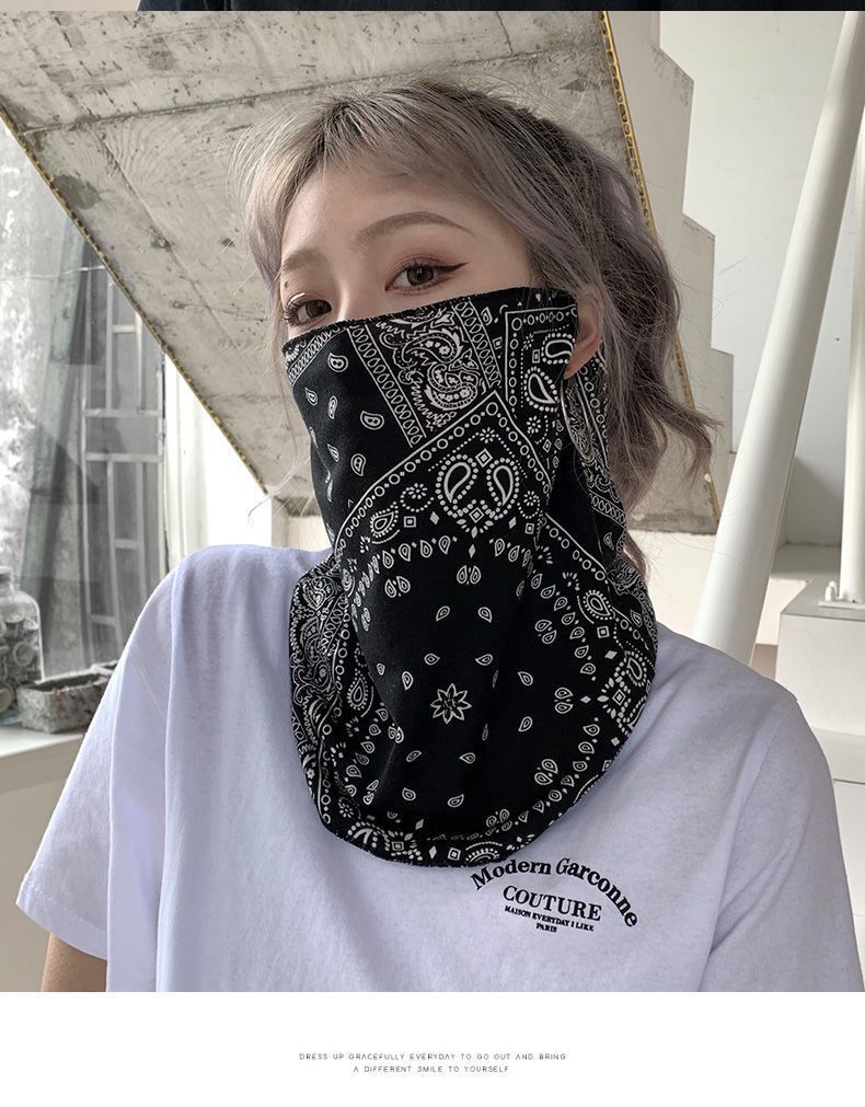 Sun protection mask, UV protection, cashew flower spring and autumn face towel, ear-hanging full-face neck protector, men and women, summer cycling and driving pic 8