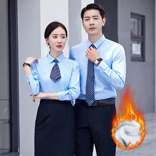 Brand fleece long-sleeved shirts for men, warm and thick for autumn and winter, middle-aged white inch shirts, professional formal work shirts pic 7