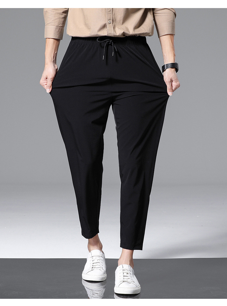 夏季冰丝裤男士薄款锦纶速干运动休闲直筒九分裤清凉空调裤男裤子详情15