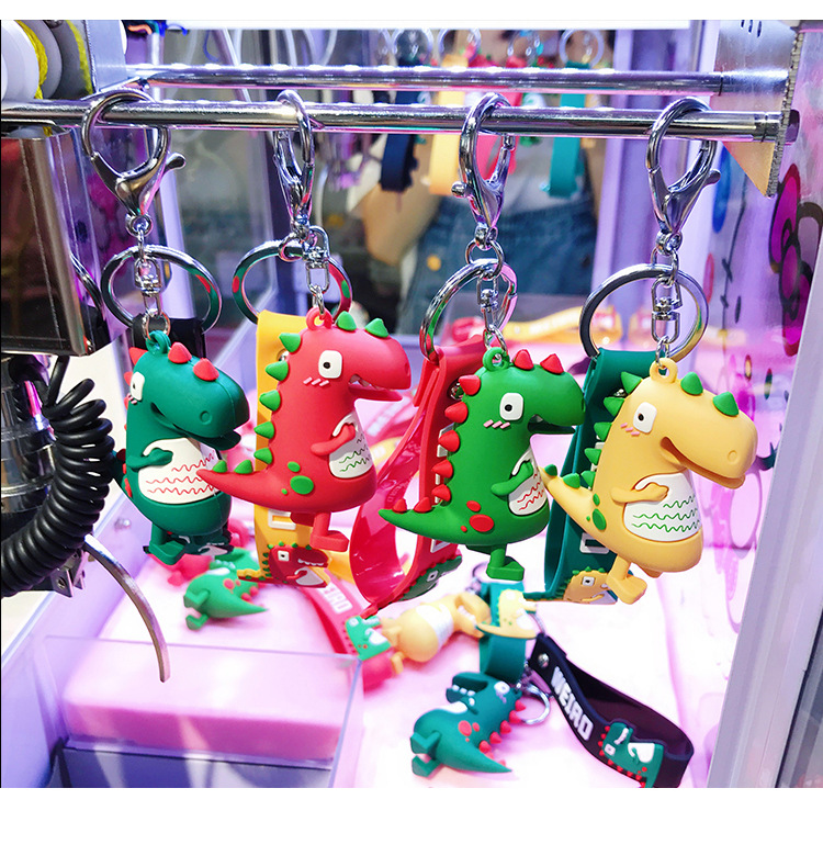 Wholesale of trendy new silicone dinosaur keychains, cute female cartoon figurines, couple key chains, bags, pendants and gifts pic 18
