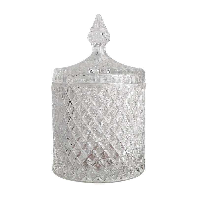 菠萝纹糖缸玻璃罐子首饰收纳家居装饰摆件储物罐带盖蜡烛盒批发详情6