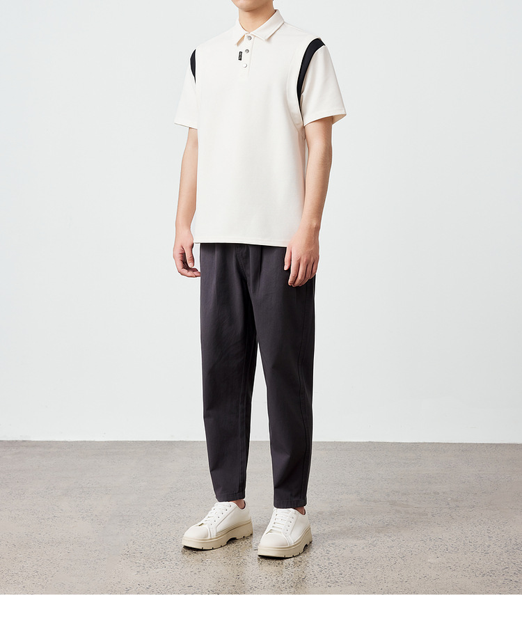 墨麦客250g横纹肌理短袖polo衫男2025夏新款简约撞色男士t恤71245详情24