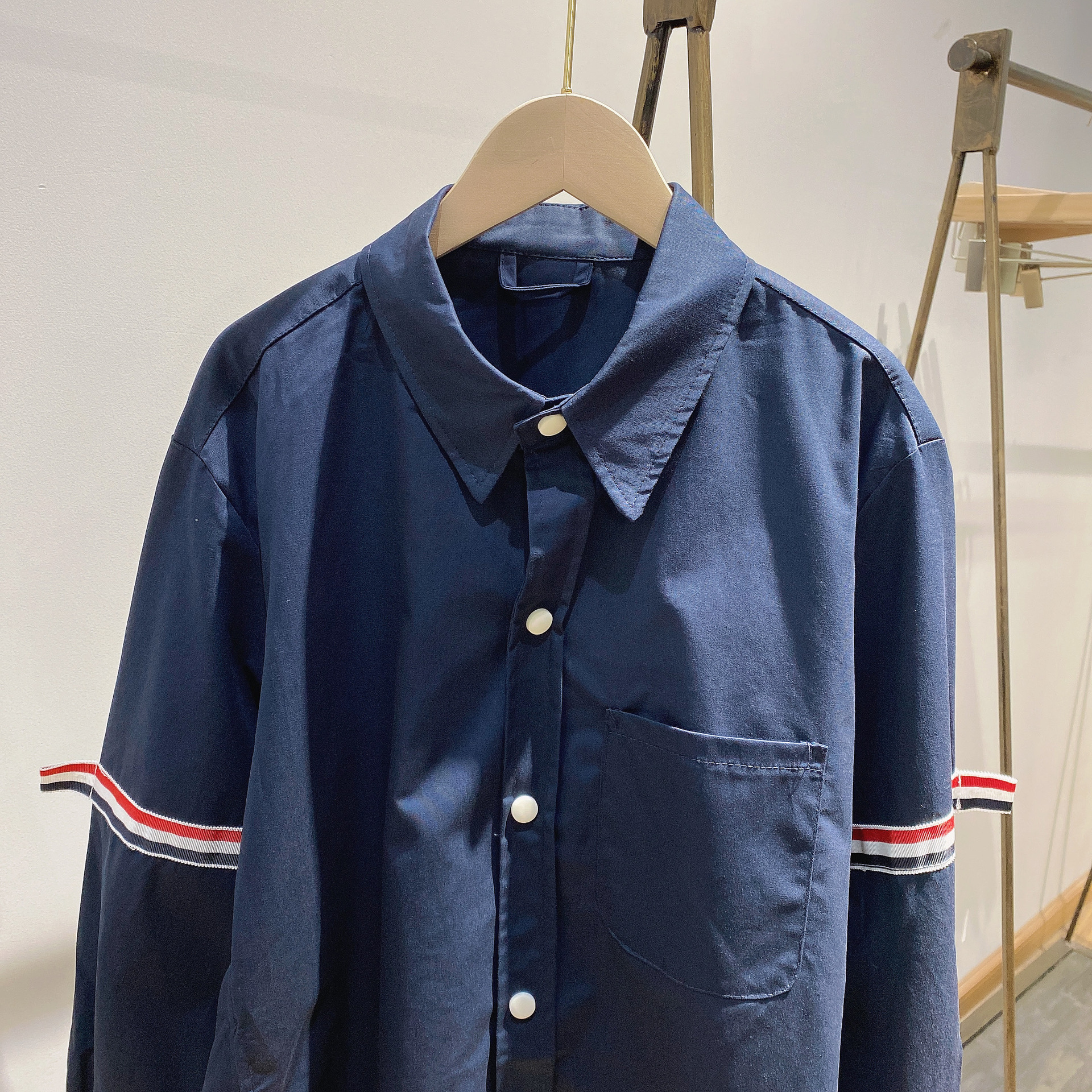 TB casual trendy brand poplin slim-fit solid white shirts for men and women, Oxford fabric shirts for women with long sleeves pic 124