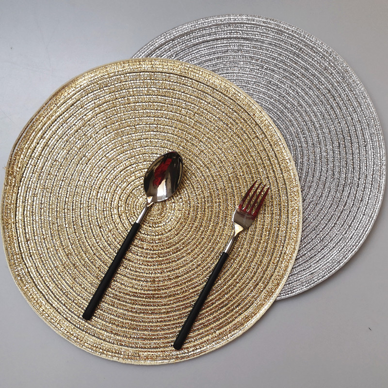 Nordic-style easy-to-maintain home dining table baking food background round heat insulation mat, cotton yarn imitation table mat pic 3
