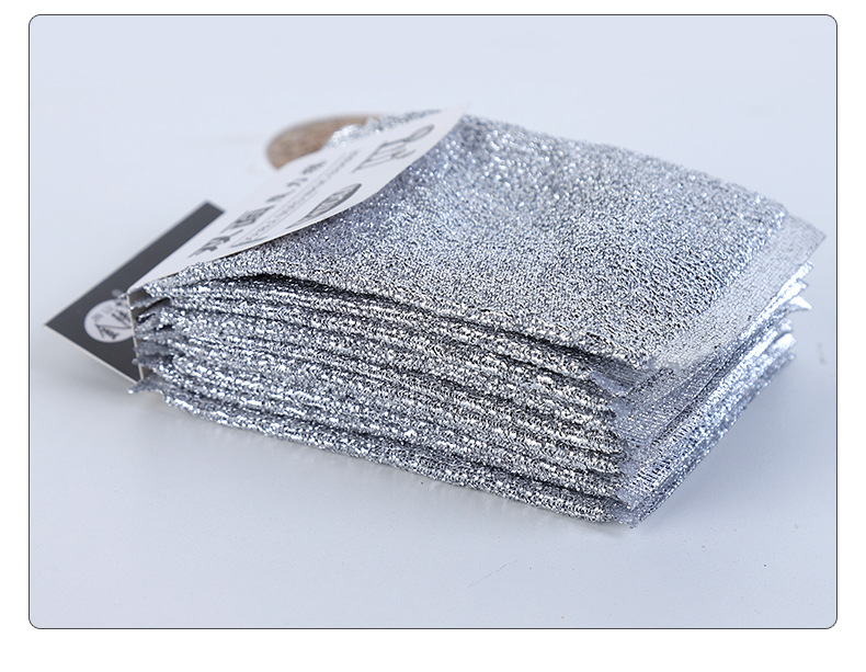 Imitation steel wire non-stick cleaning cloth, dishcloth, double-layer metal wire dishcloth, silver wire cleaning cloth, steel wire scouring cloth pic 10