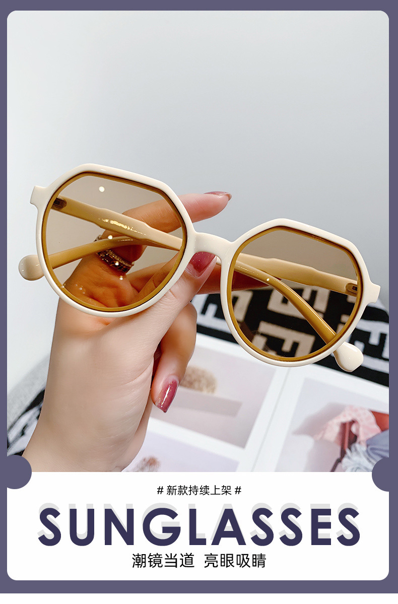 新款果冻时尚太阳镜女墨镜ins潮流网红爆款茶色太阳眼镜详情1