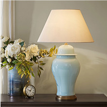 American-style creative ceramic gourd table lamp, bedside lamp, retro living room and study decorative lamp, simple American-style lighting fixtures, European style pic 47