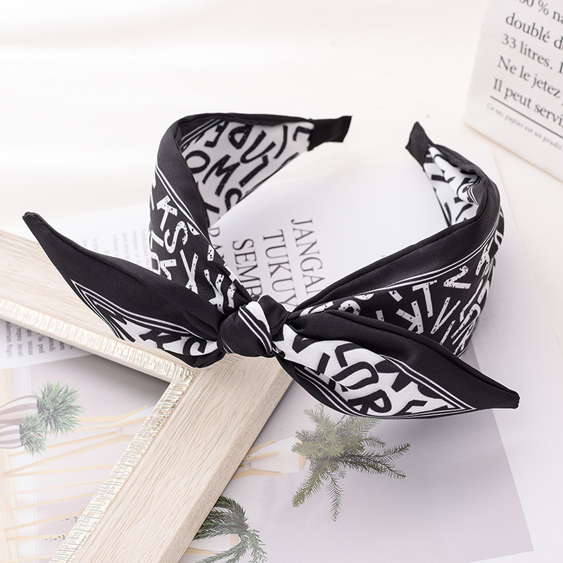 双色拼接印字母中间打结发箍宽边压发发饰欧美网红时尚发卡女详情10