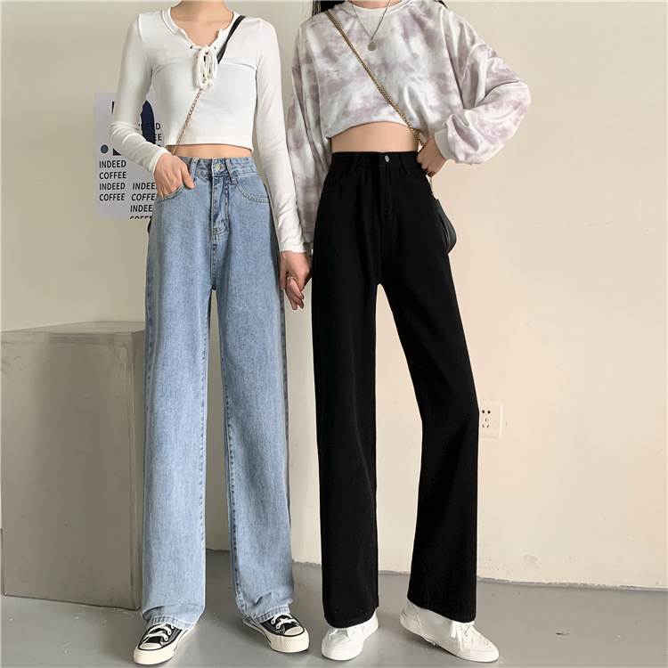 Spring 2021 new loose jeans for petite women, high-waisted and slimming, wide-leg and straight-leg pants, trendy on Instagram pic 7