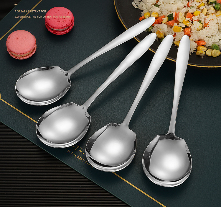 不锈钢勺子批发酒店自助餐高颜值公用分餐勺家用加厚汤匙饭勺餐具详情3