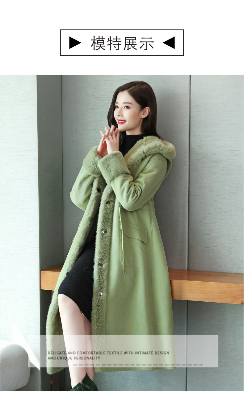 欧洲站时尚女装韩版冬连帽皮毛一体长款大衣女加绒加厚保暖外套潮详情13