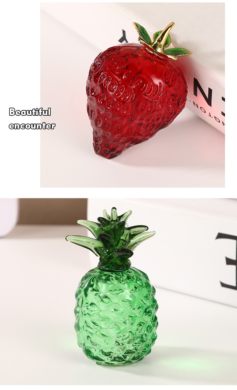创意仿真水果摆件菠萝草莓柿子南瓜水晶工艺可爱简约家居桌面摆件详情14