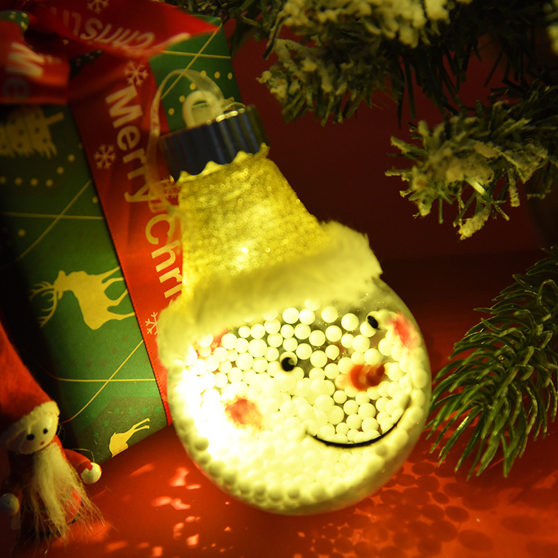 跨境圣诞球发光挂件卡通雪人塑料球摆件装饰圣诞节庆氛围挂饰批发详情3